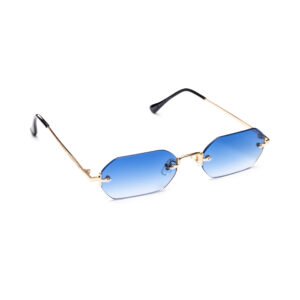Gold Rim Blue Lens Sunglasses